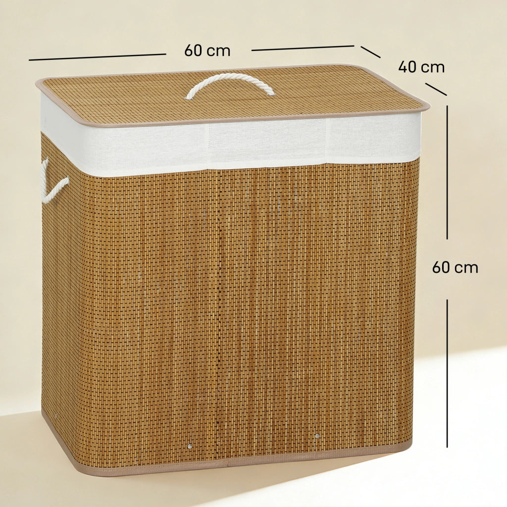 Cesto Portabiancheria 3 Scomparti Bamb¨´ ¨C Xylo ¨C 144L Marrone 60x40x60cm
