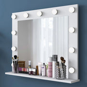 Storo, Specchio con Mensola e Lampadine, 90x72h cm Bianco