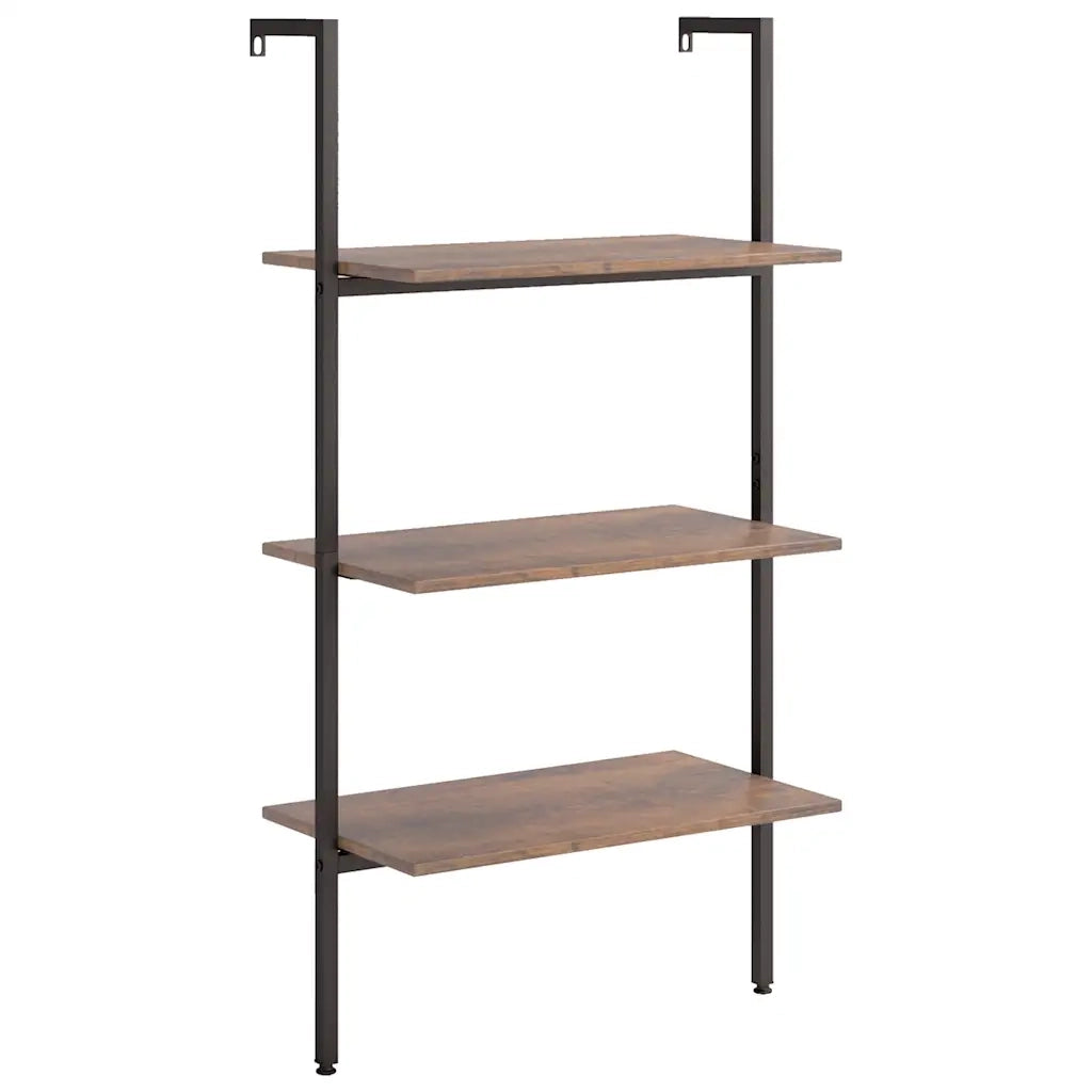Scaffale Pendente 3 Livelli Marrone Scuro e Nero 64x35x120,5 cm 336380