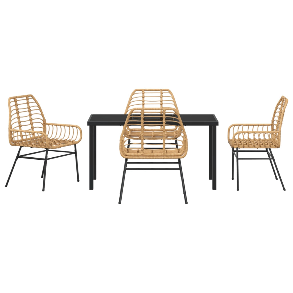 Set da Pranzo da Giardino 5 Pezzi Marrone Polyrattan