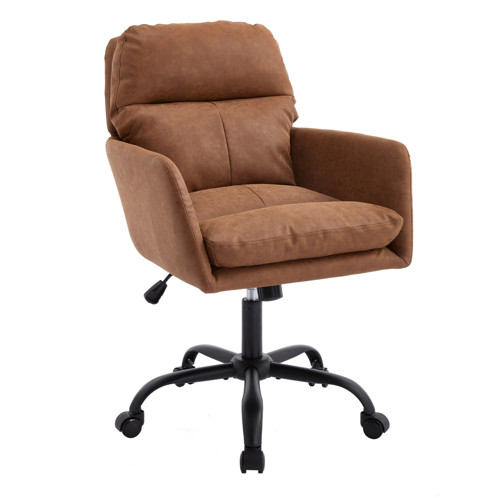 Sedia da Ufficio Regolabile in Altezza ¨C Xylo ¨C Similpelle Marrone, Base Nera