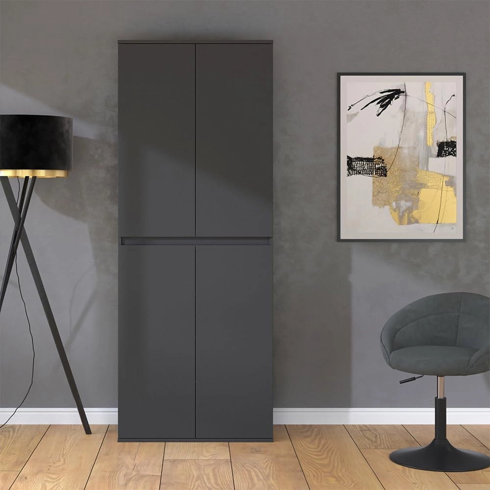 Armadio multifunzione Claus, Antracite, 74 x 191.5 cm con 4 porte