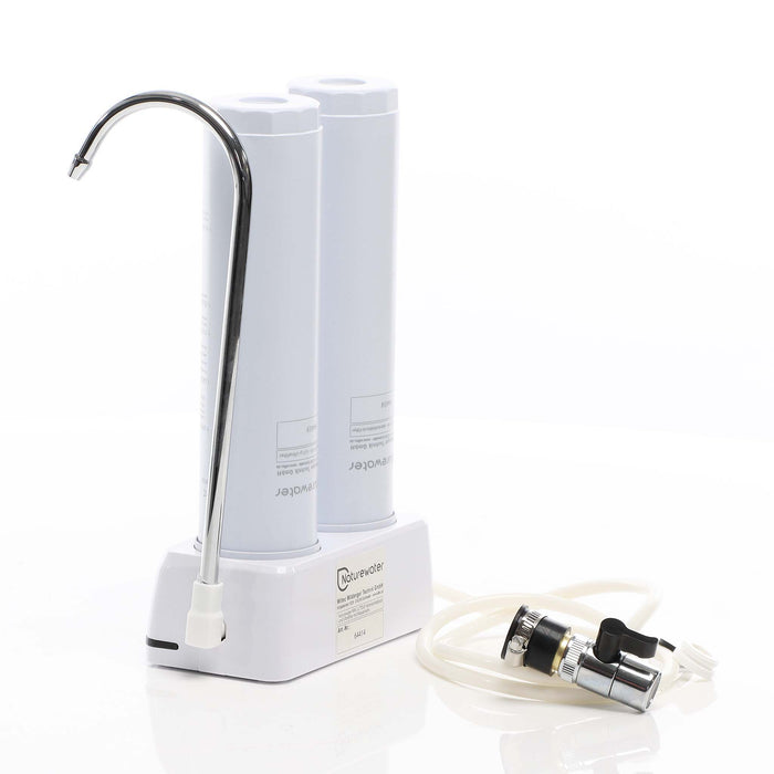 Naturewater Filtro acqua NW-2-CTOUF, Sistema di filtrazione a 2 livelli con cartucce, Filtro da banco