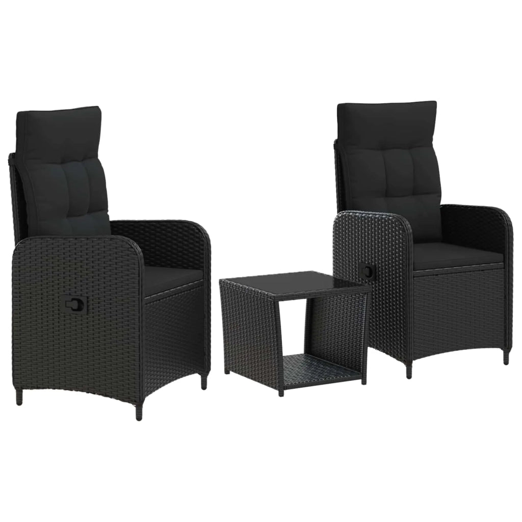 Set Lounge da Giardino 3 pz Nero 3422353