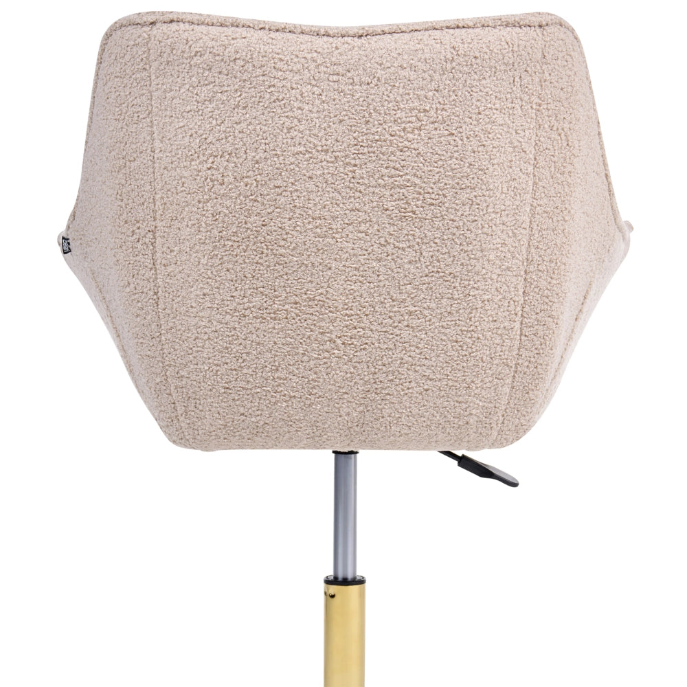 Sedia girevole da ufficio in bouclé beige, regolabile in altezza, per l'ufficio domestico