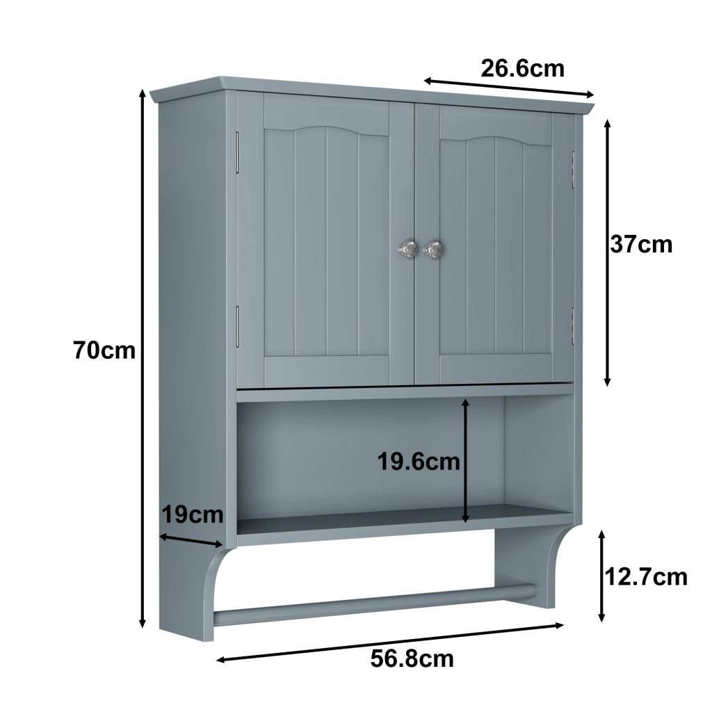 ARMADIO BAGNO DA PARETE 56,8x19x70 cm MDF Grigio Chiaro con portasciugamani