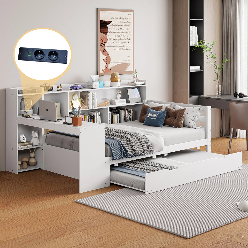Letto divano multifunzione legno bianco 90x200 cm