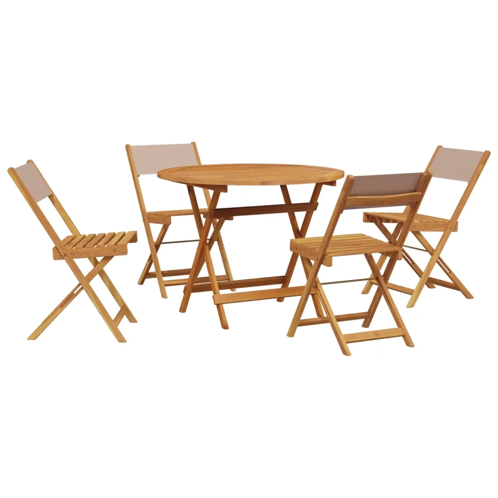 Set da Pranzo da Giardino 5 pz Tortora Tessuto e Legno Massello