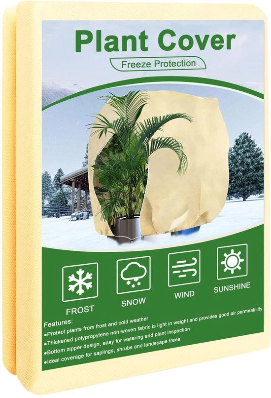 Protezione per piante invernale - Protezione invernale per piante, tenda di protezione invernale con cerniera per piante in vaso, palme, piante da balcone, respirante (80x100cm/2PCS)