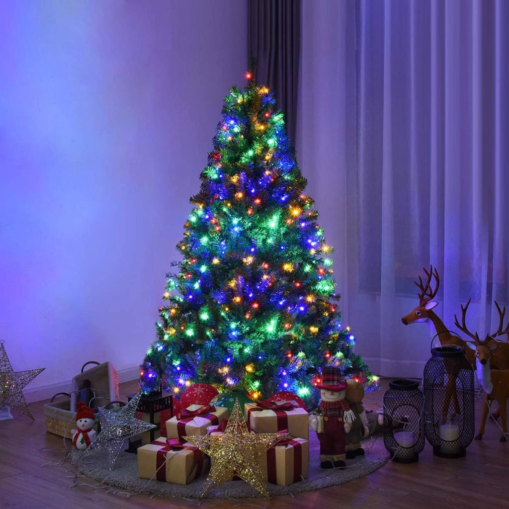 Albero di Natale 120/150/180/210 cm, Albero di Natale con Luci Incorporate 11 Modalità di Illuminazione, 300/600/1000/1570 Rami e Base in Metallo, Perfetta per Casa e Negozio (180cm)