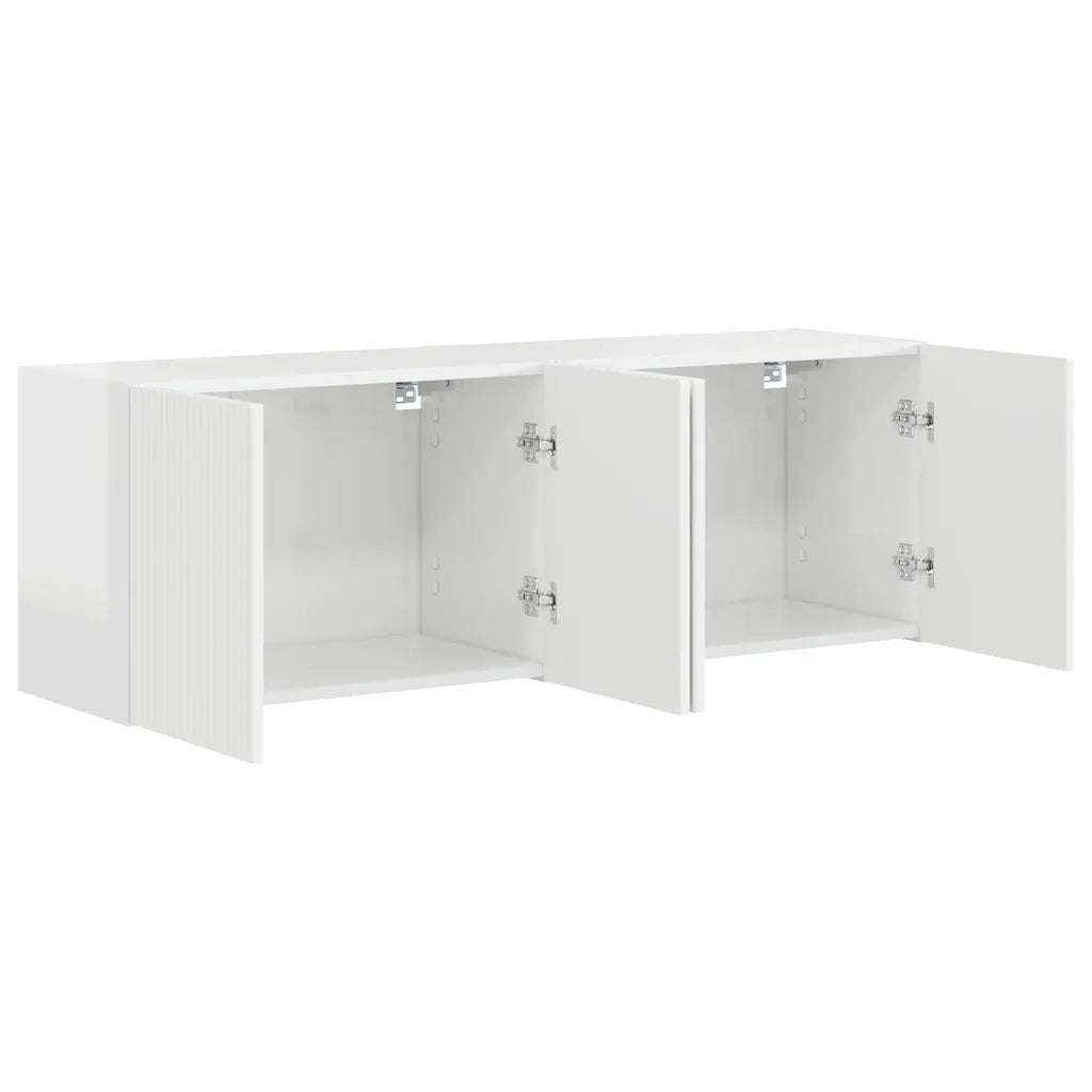 Mobile TV da parete 2 pz-Set di 2 Mobile TV a Muro-Credenza TV Bianco Lucido 59,5 x 31 x 40 cm
