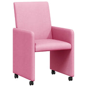 Sedie da Pranzo con Ruote 2 pz | Sedie da cucina Rosa 57 x 66 x 94 cm Tessuto
