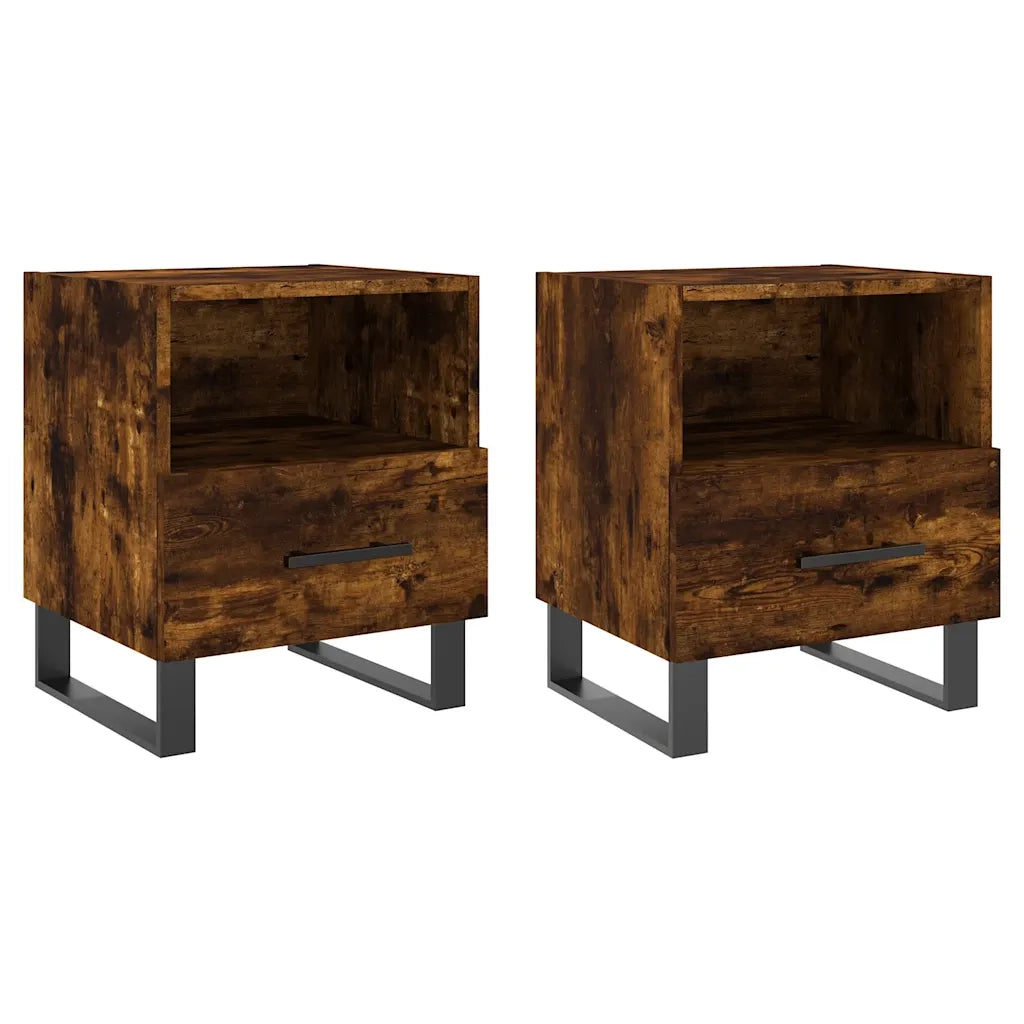 Comodini 2 pz-Set di 2 Tavolino da notte Rovere Fumo 40x35x47,5 cm in Legno Multistrato 996397