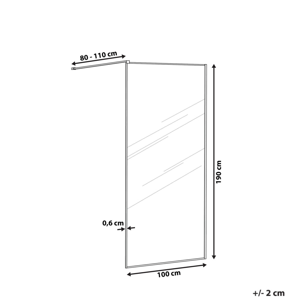 Schermo doccia oro in vetro temperato con cornice in acciaio inox Wet Room Bagno senza porte 100 x 190 cm
