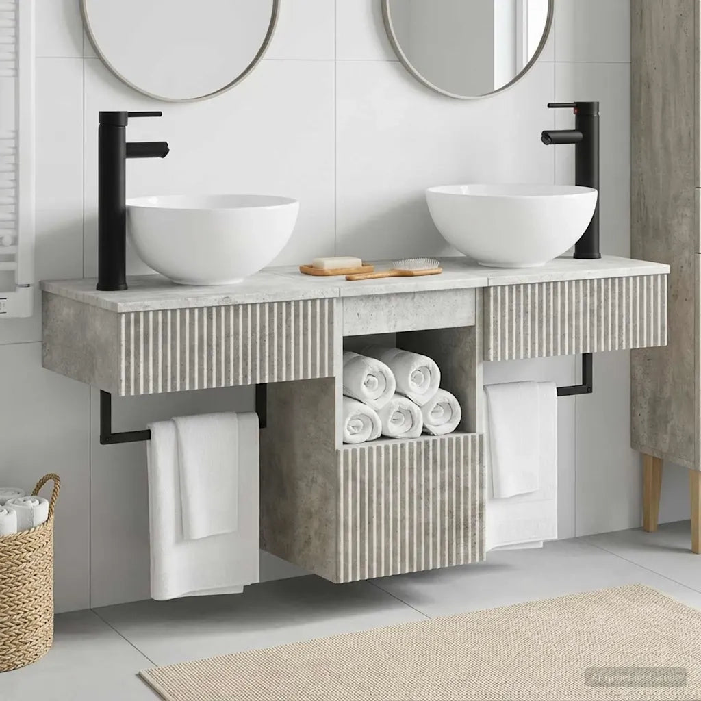 Set di mobili per il bagno 3 pz Grigio Cemento 3405590