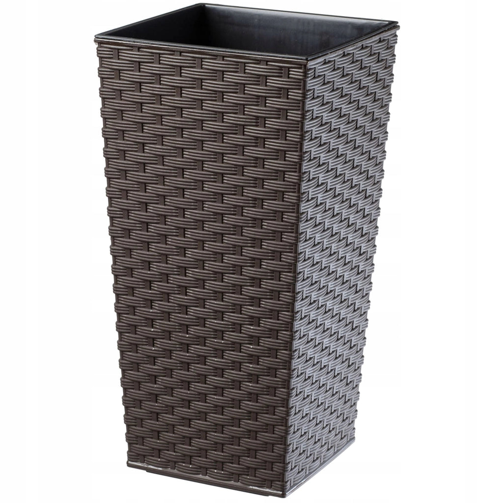Vaso da giardino KADAX con inserto per fiori, grande e alto, 39x75 cm, color moka.
