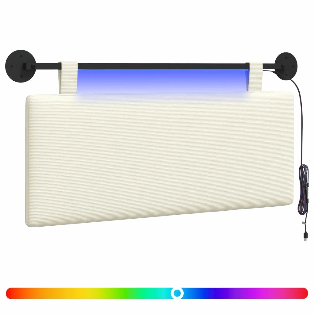 Testiera sospesa Con luce LED Crema Tessuto in Cords