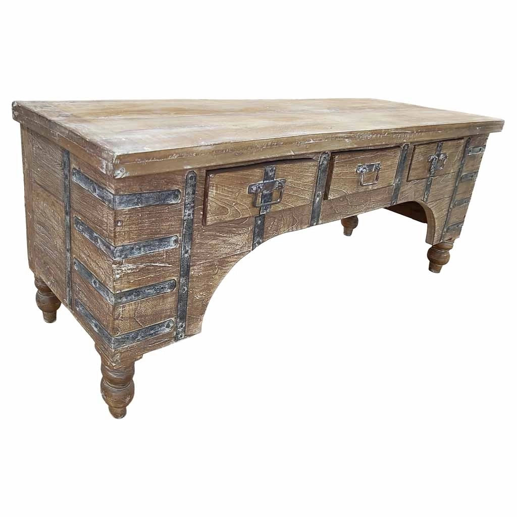 Mobile basso artigianale in legno 165-175x45x57h cm