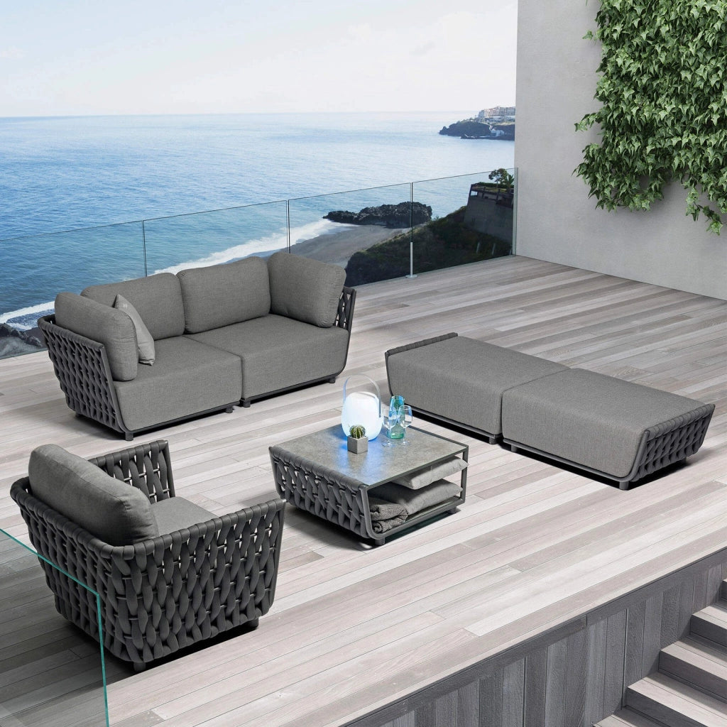 Poltrona angolare destra in Alluminio Textilene Poliestere cm 85x102x83 - ZED