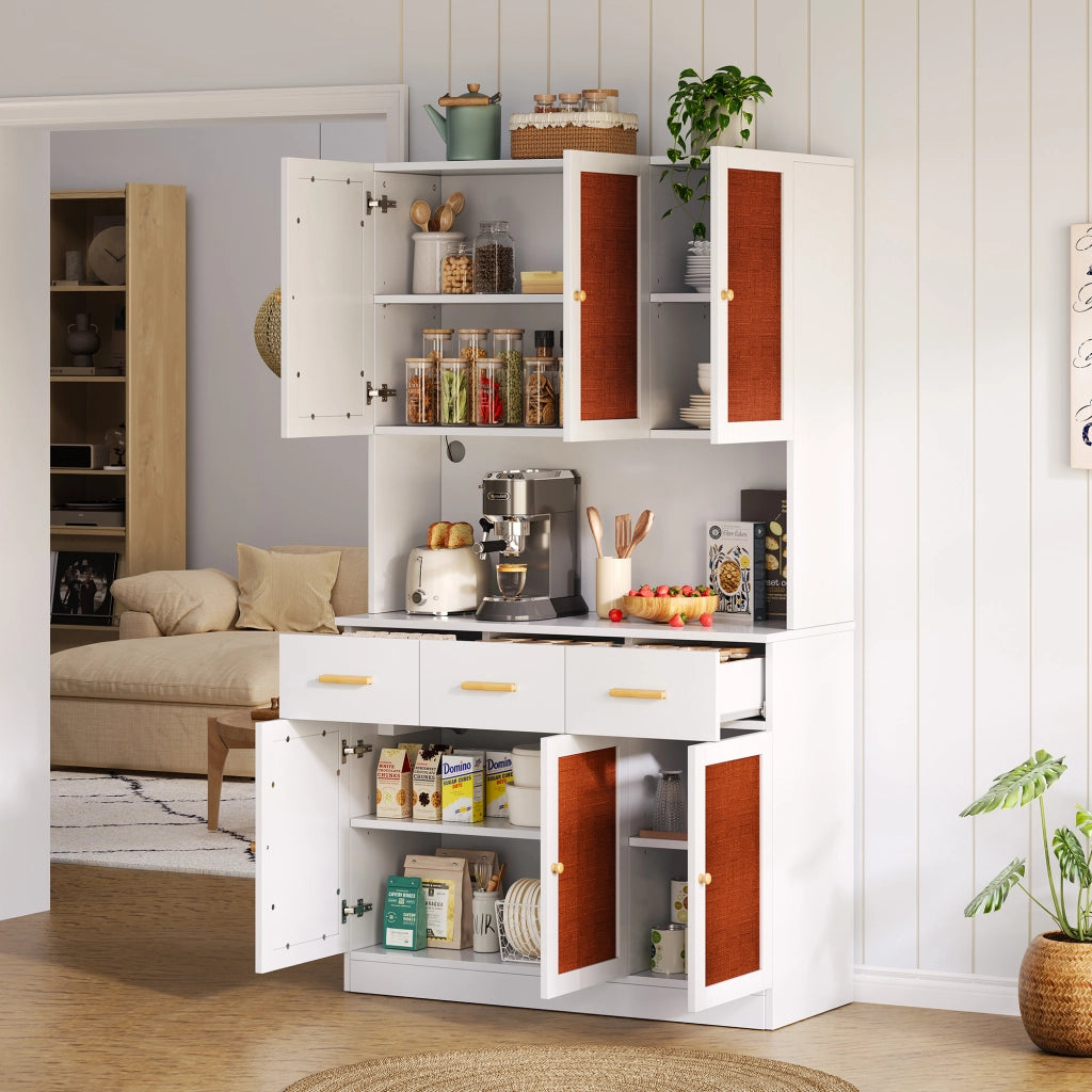 Colonna cucina con ante; cassetti; vano aperto; LED e presa con USB per cucina e sala da pranzo; 105×43×182 cm