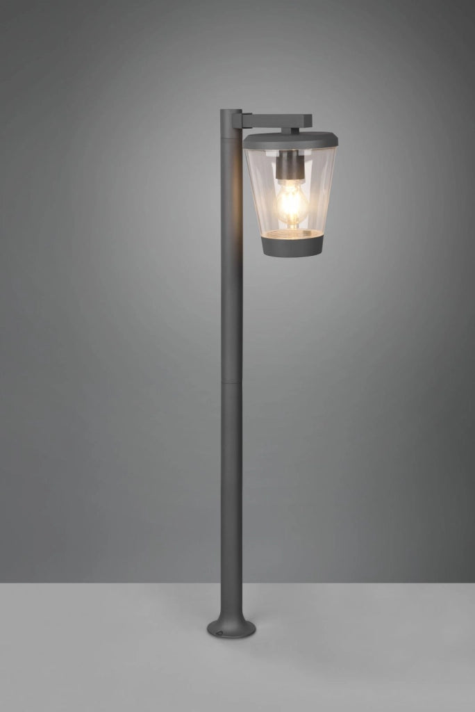 CAVADO PALO DA ESTERNO ANTRACITE CON DIFFUSORE TRASPARENTE IP44 H. 100CM 1 LUCE ATTACCO E27