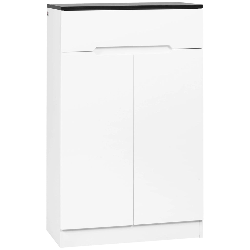 Scarpiera Slim 12 Paia di Scarpe 60x32x100 cm 3 Ripiani Regolabili e Cassetto in Truciolato Bianco