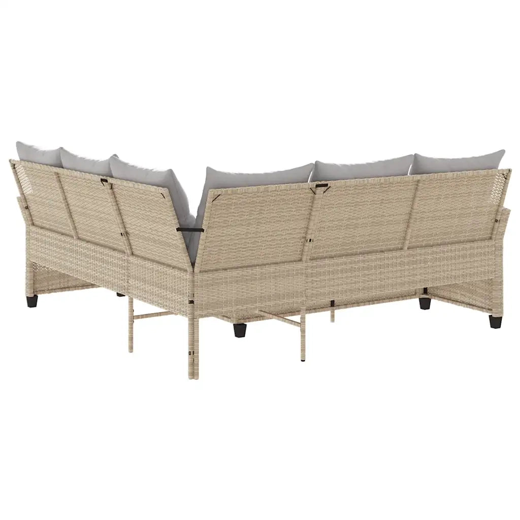 Divano a Forma di L con Cuscini-Sofa con Cuscini in Polyrattan Beige 623658
