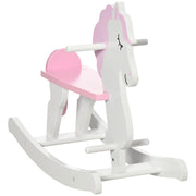 Cavallo a Dondolo Bambini Legno con Manubrio e Pedali ¨C zephmum ¨C 68x27x46,5cm Bianco Rosa