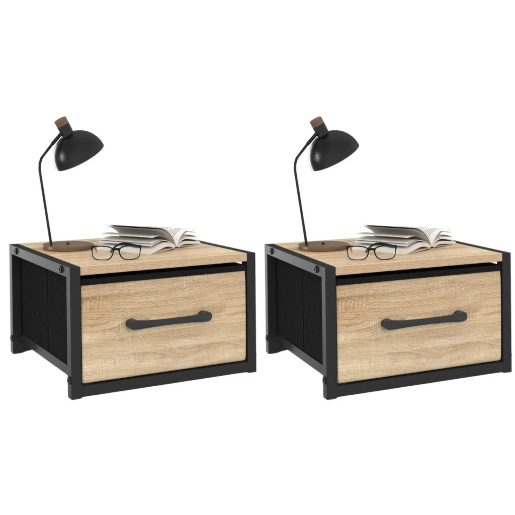 IDMarket - Set di 2 comodini con cassetto in tessuto UTAH dal design industriale