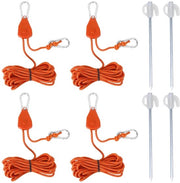 Cordone da tenda con righe di segnalazione 4 m - Regolabile con chiave inglese - Tentharinghe - Nylon/Alluminio - Portatile - Funzione di avviso riflettente - Corda da tenda