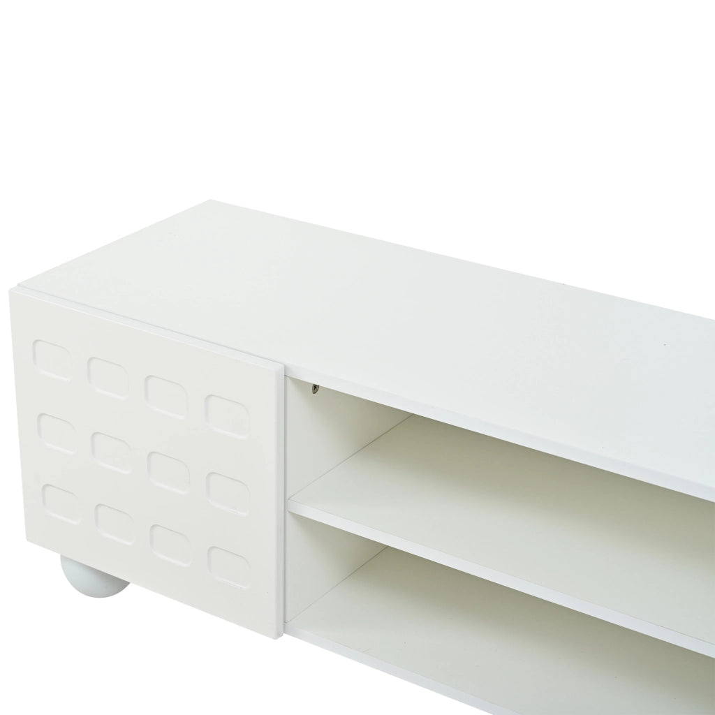 Mobile TV bianco da 200 cm con tre ante decorate