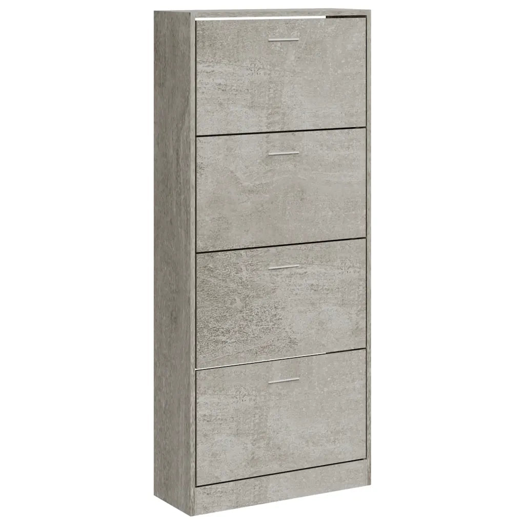Scarpiera-Scaffale per scarpe Grigio Cemento 63x24x147 cm in Legno Multistrato