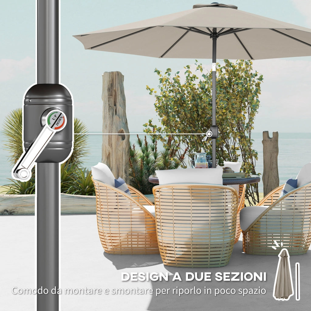 Ombrellone da Giardino Inclinabile ¨C Xylo ¨C 3x2.50m Grigio Chiaro con Manovella