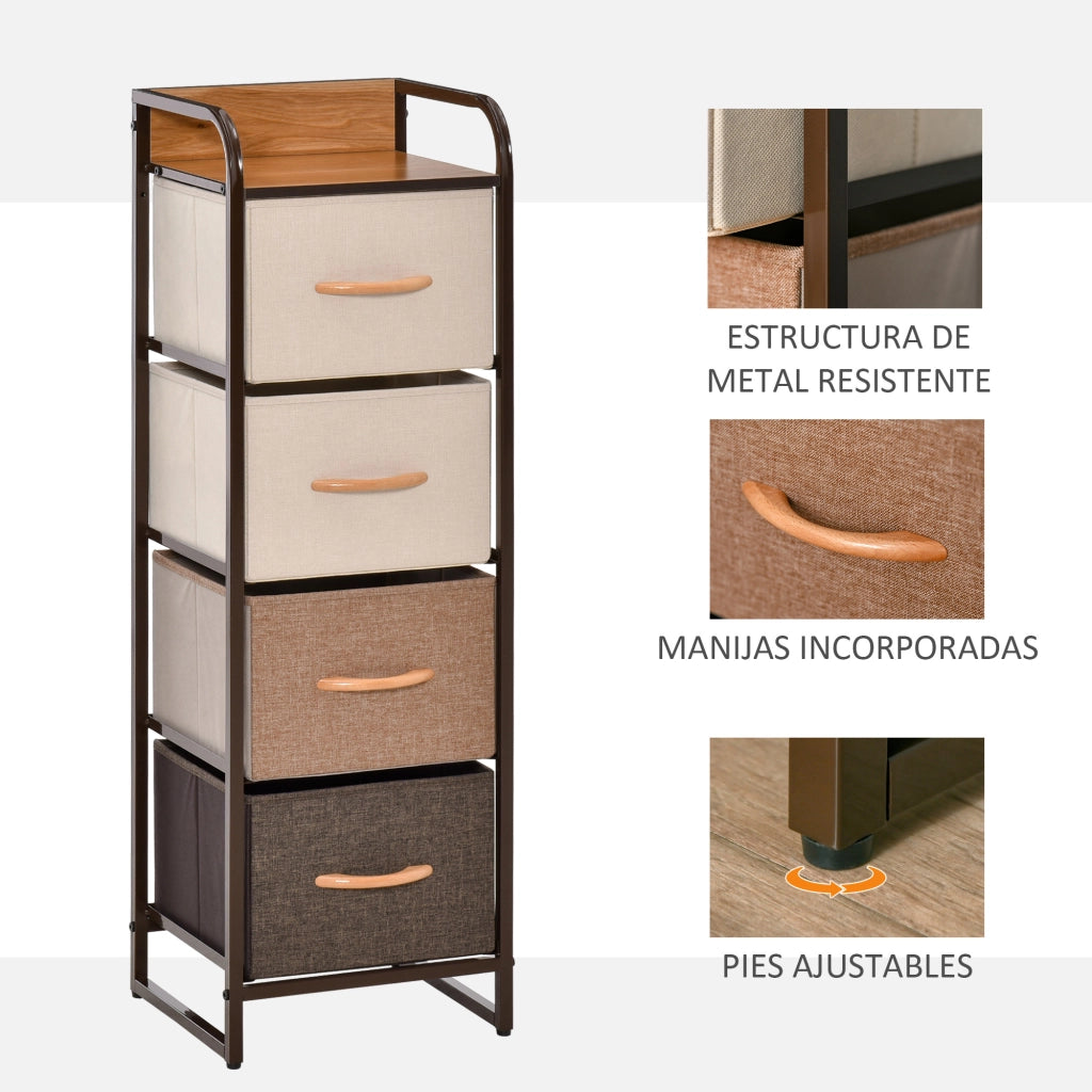 Cassettiera 4 Cassetti Legno e Metallo ¨C Zephmum ¨C Multicolor 31x29x99 cm