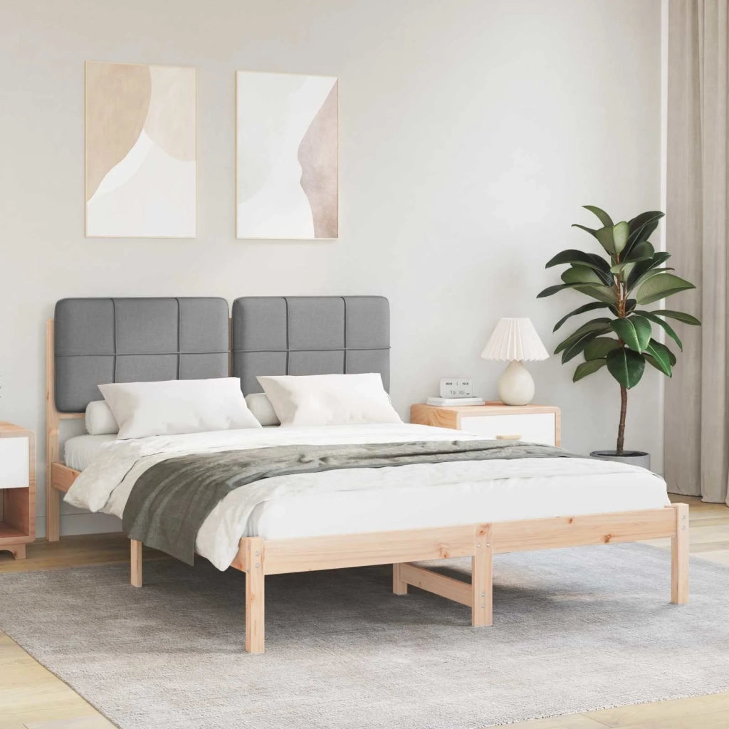 Letto con Testiera Rivestita Grigio chiaro 140 x 200 cm 877974