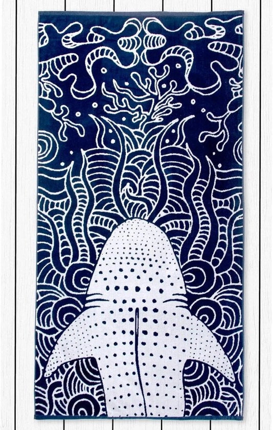 Lanterna per il mare - asciugamano da spiaggia - 1 pezzo - blu scuro - cotone - 90x180 cm