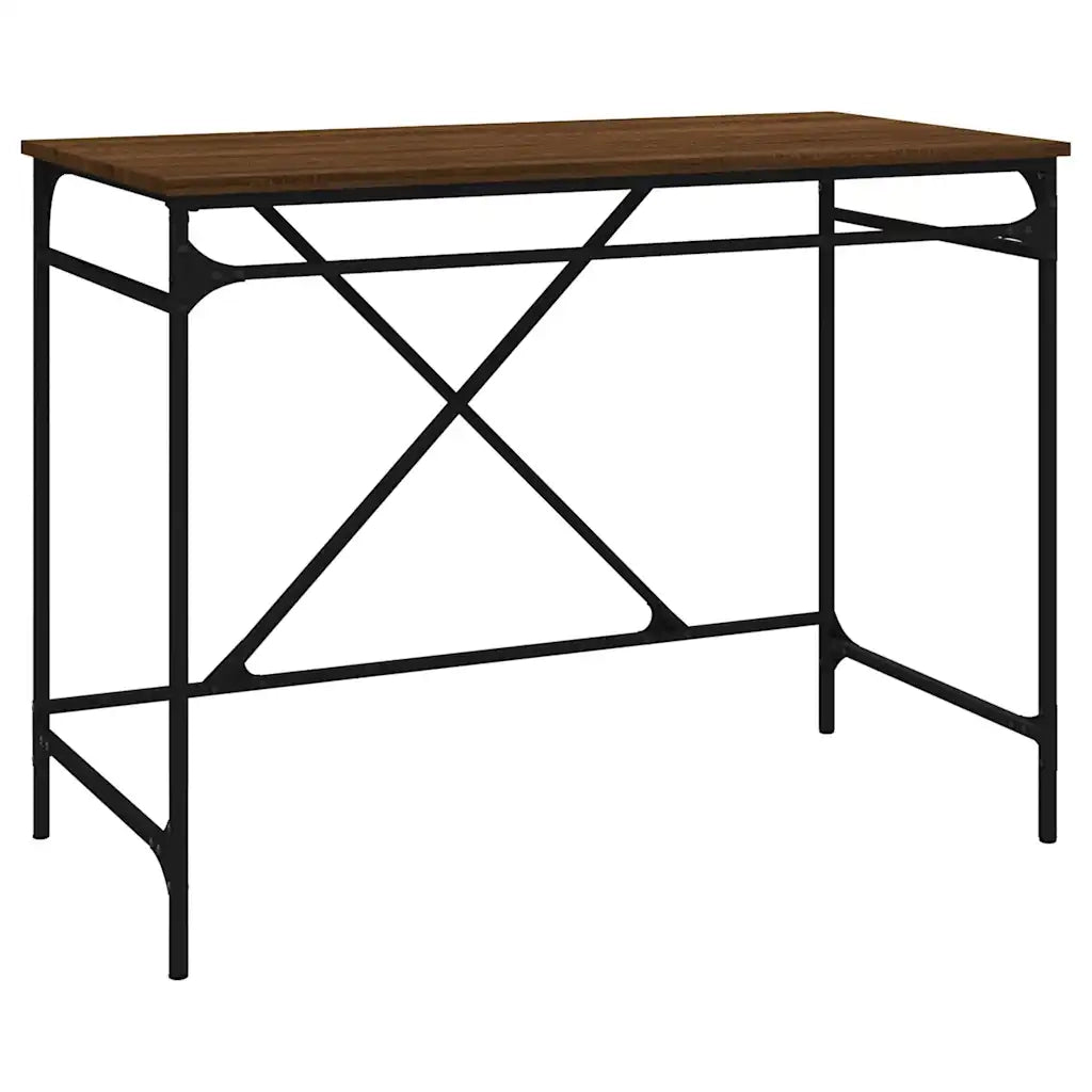Scrivania | Tavolo da Ufficio Rovere Marrone 100x50x75 cm Legno Multistrato e Ferro