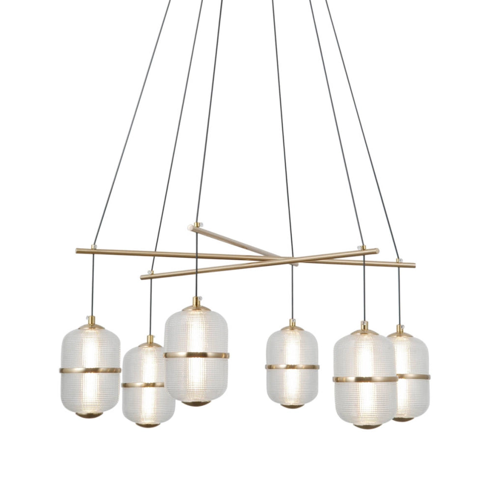 Sospensione ALANI Italux oro vetro 6 luci LED 32W