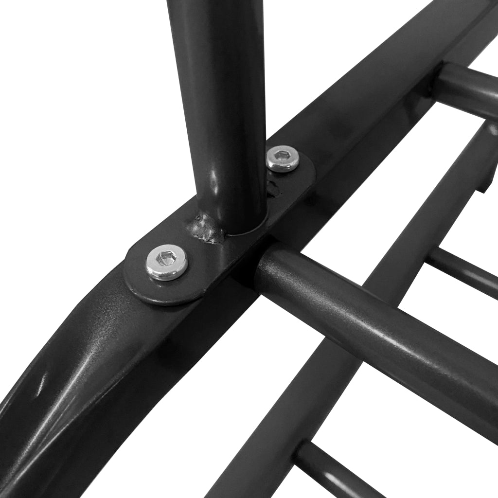 Appendiabiti Donkey Premium Rack a 2 supporti Nyana Home 158x110x39 cm, 1 barra appendiabiti, 8 ganci laterali, 2 ripiani inferiori Nero.