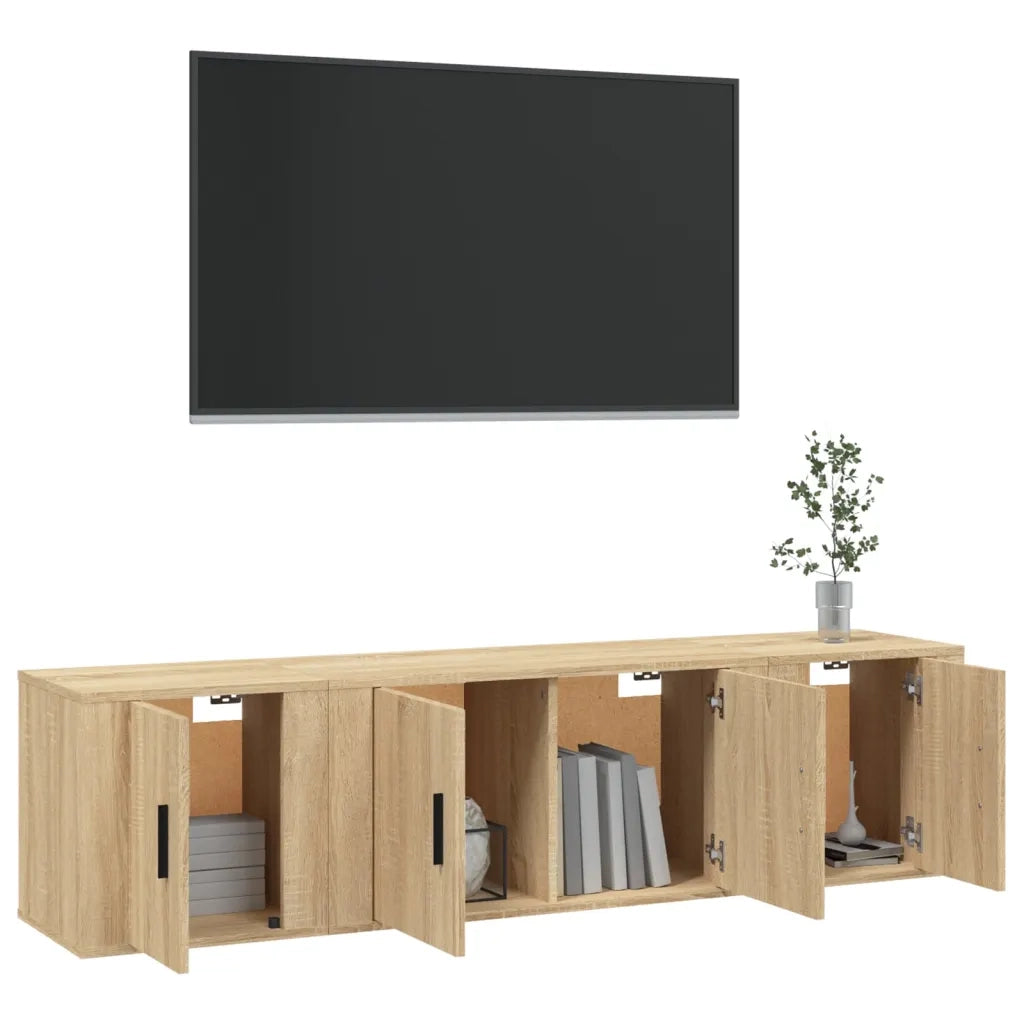 vidaXL Set di Mobili Porta TV 3 pz Rovere Sonoma in Legno Multistrato