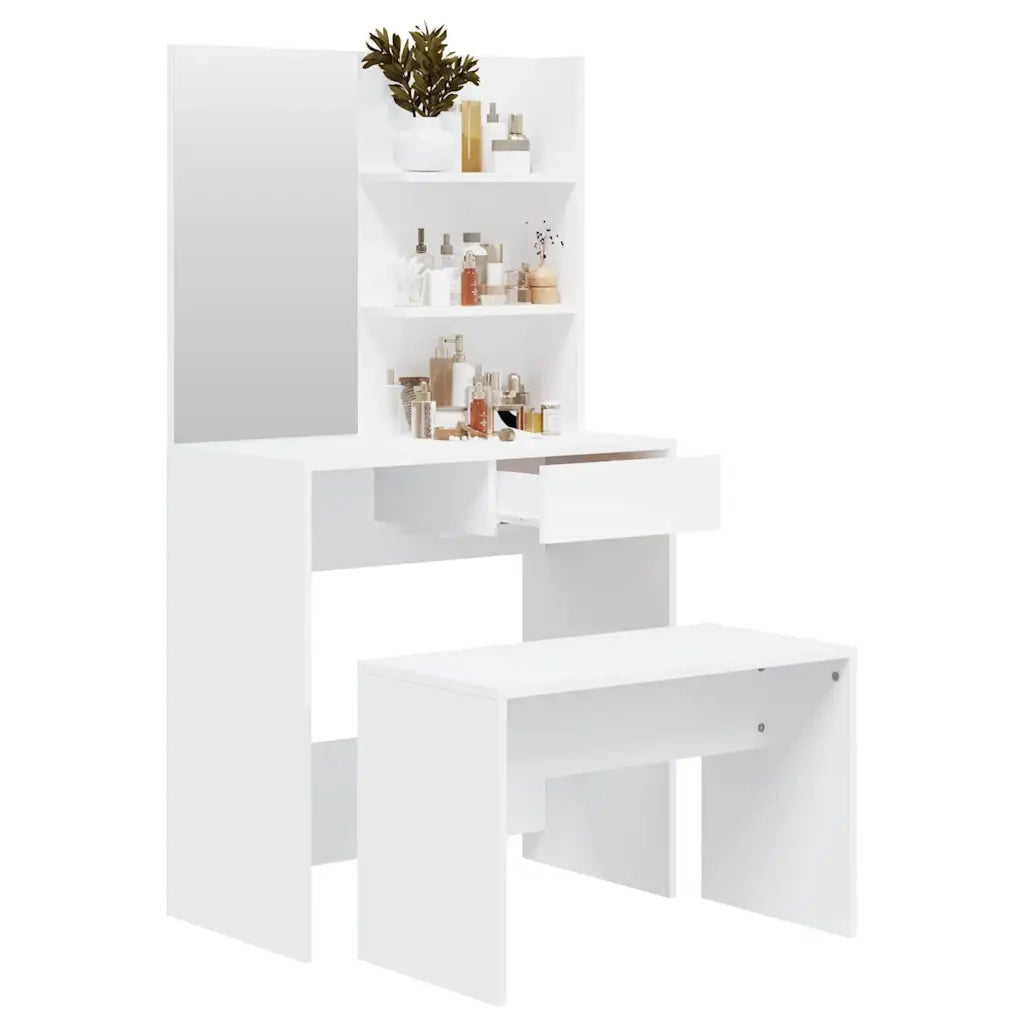 Set Tavolo da Toeletta Bianco 74,5x40x141 cm cod mxl 76376
