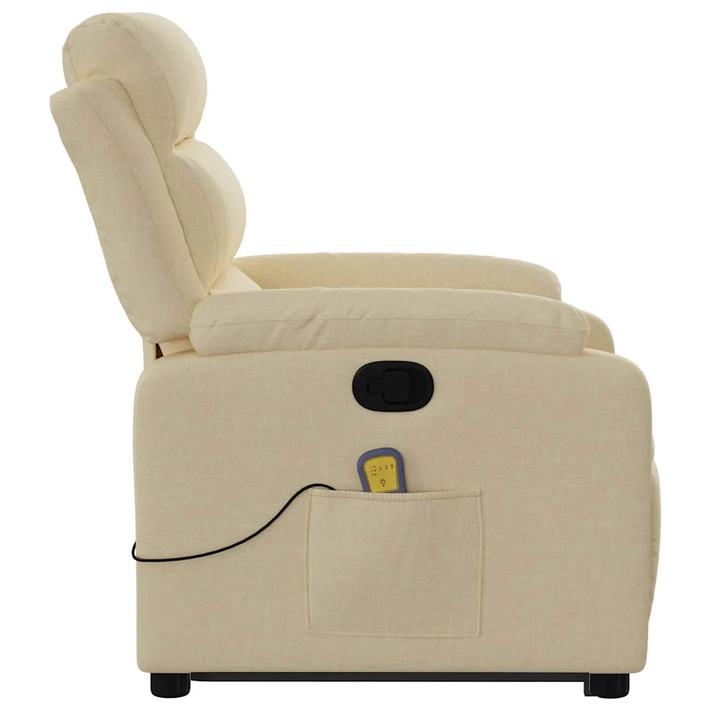 Poltrona Alzapersona Massaggiante Reclinabile Crema in Tessuto 3205001