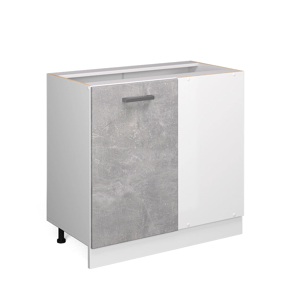 Mobile ad angolo cucina R-Line Calcestruzzo/Bianco 86 cm senza piano di lavoro Vicco