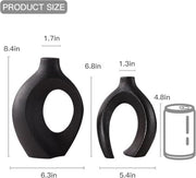Set di 2 vasi ceramici rotondi in versione nera per interni