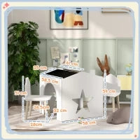 Set con 2 Sedie per Bambini e Tavolino con Lavagna per Cameretta e Asilo, Età 3-8 Anni, Bianco