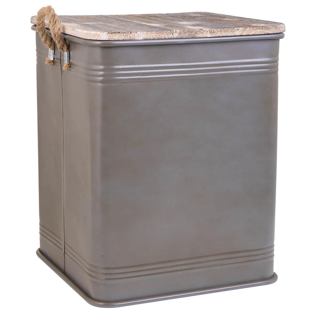 Cesto portabiancheria in metallo stampato grigio 41x41x52