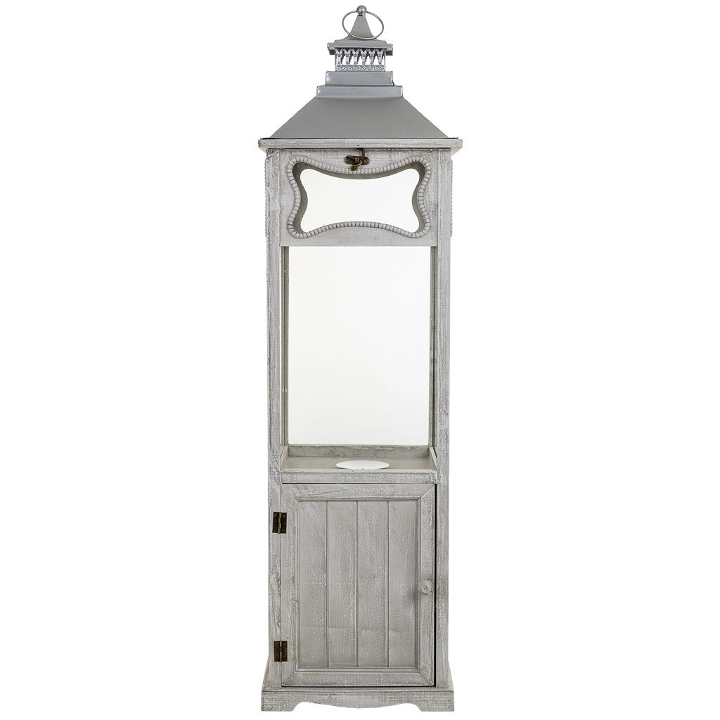 Lanterna in legno grigio 32x32x114h cm