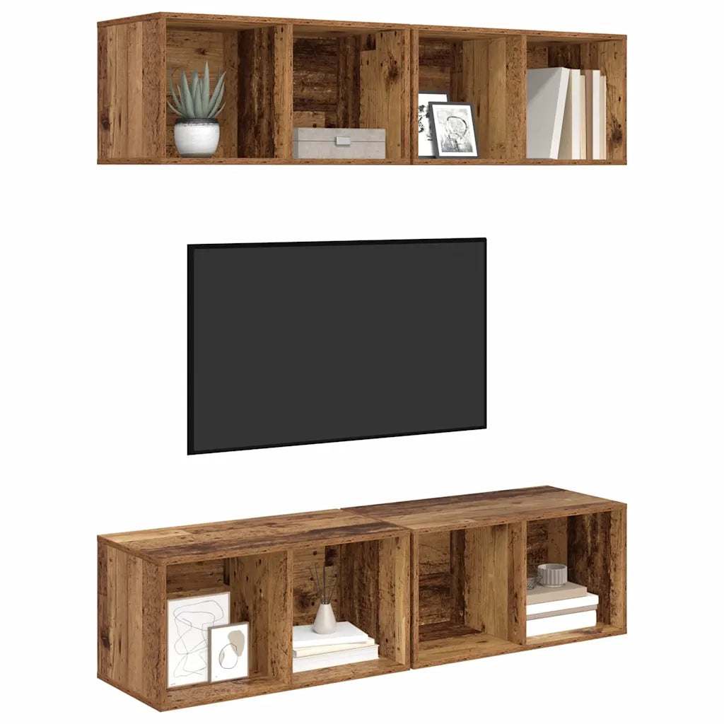 Set mobile TV 4 pz-Set di 4 Credenza per TV Legno vecchio 37 x 37 x 72 cm 606816