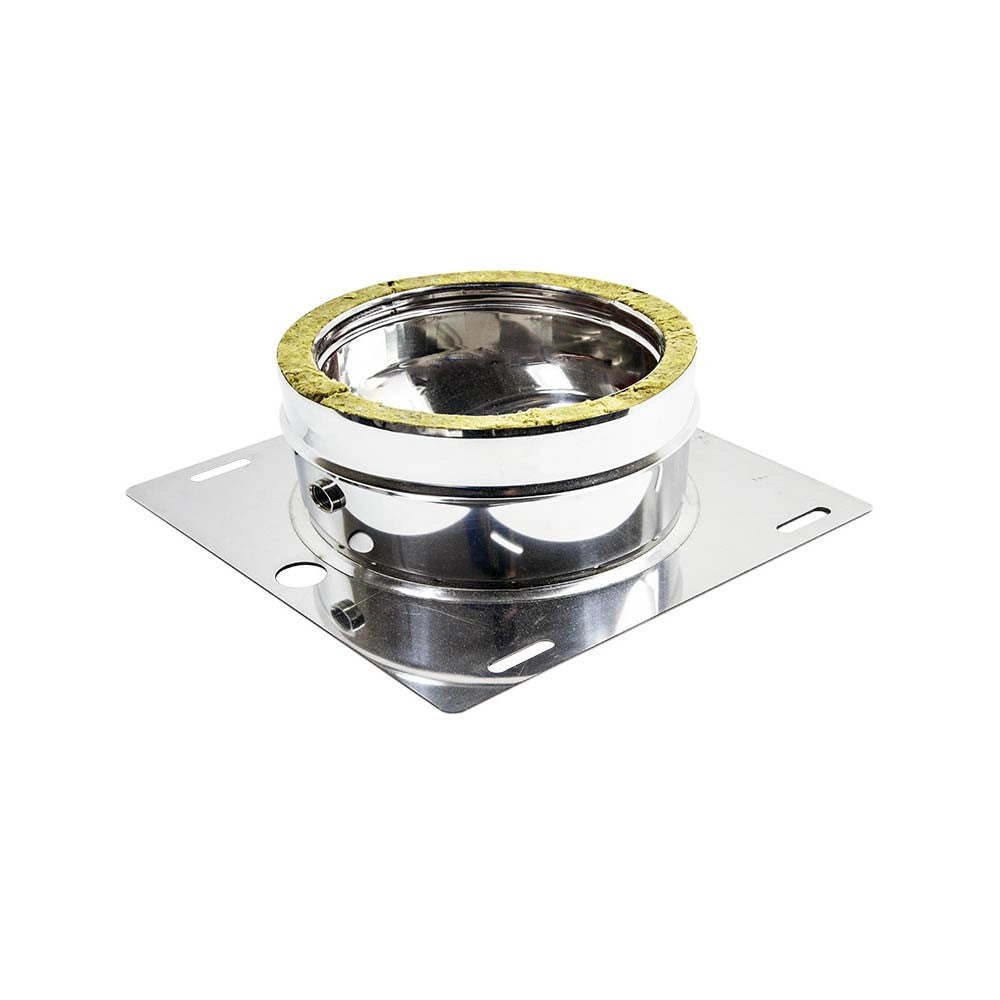 Piastra di base inox doppia parete con spurgo di 80 - de 130 mm