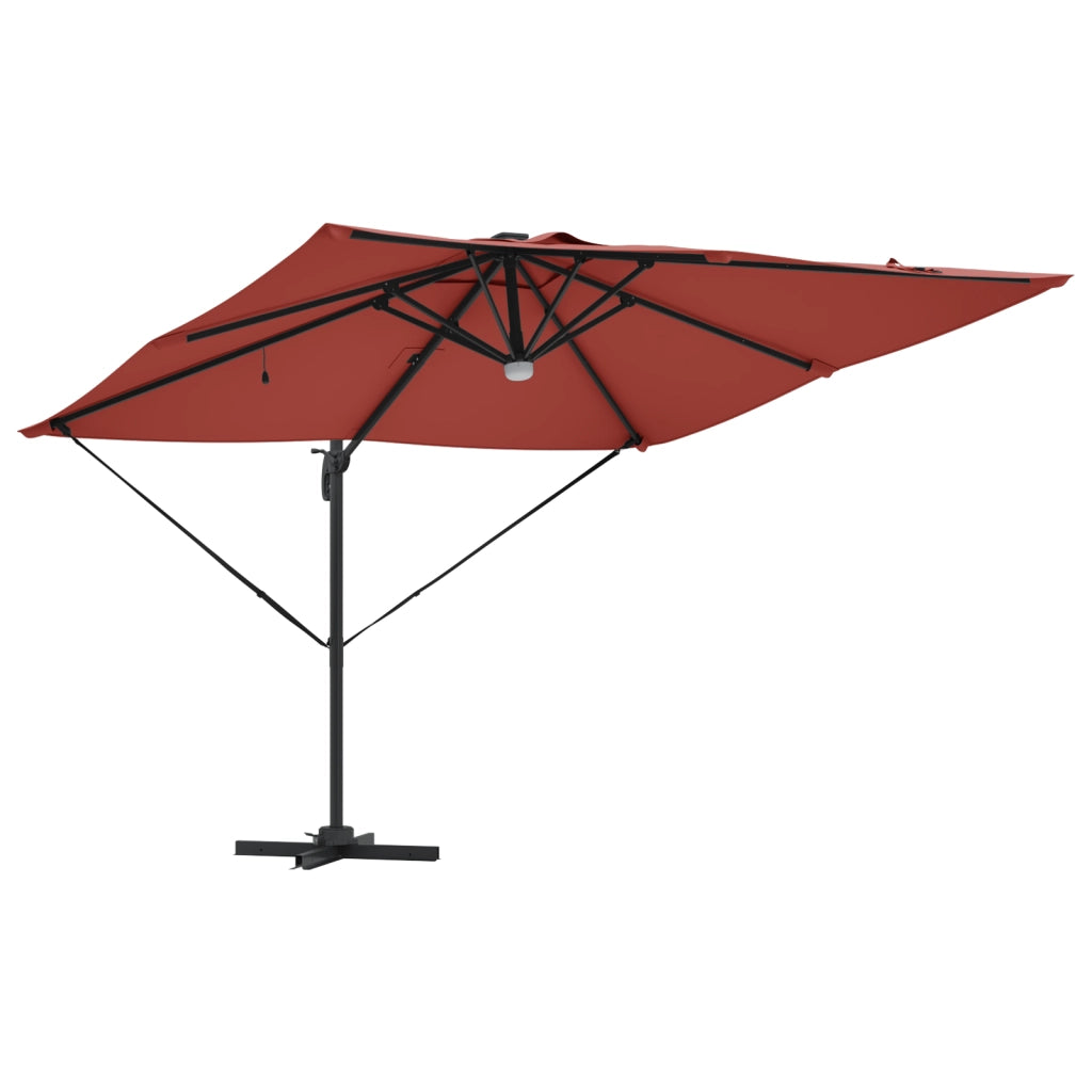 Ombrellone Roma a Sbalzo con LED Terracotta 286x285x270 cm Alluminio